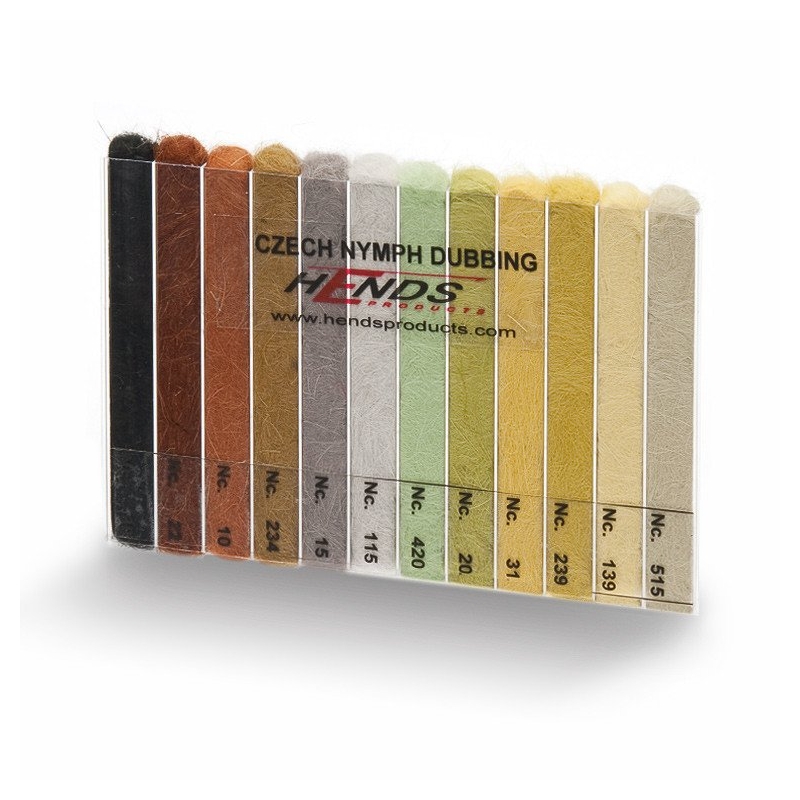 Czech Nymph Dubbing Natural Hends dispenser 12 couleurs